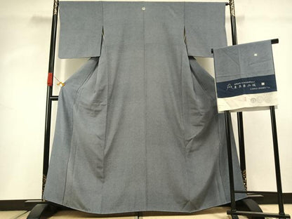 平和屋着物●江戸小紋　鮫小紋柄　浜ちりめん　反端付き　正絹　逸品　AABI9099fy
