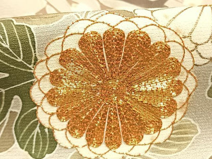 平和屋着物●豪華色留袖　駒刺繍　草花文　金彩　正絹　逸品　AABI9104fy