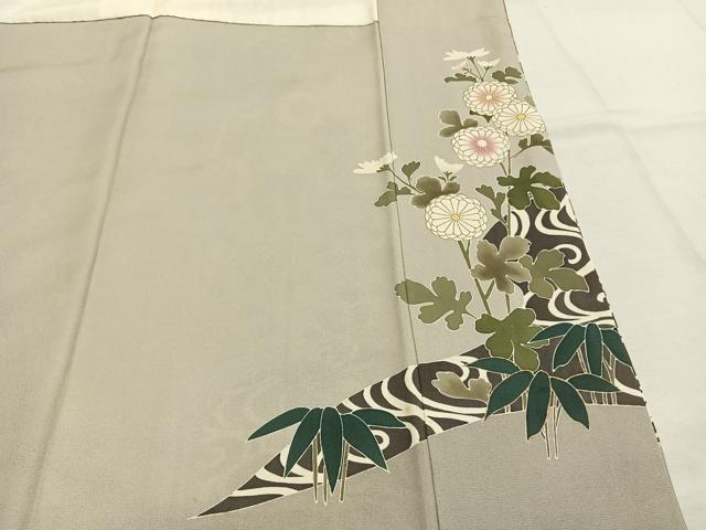 平和屋着物●豪華色留袖　駒刺繍　草花文　金彩　正絹　逸品　AABI9104fy