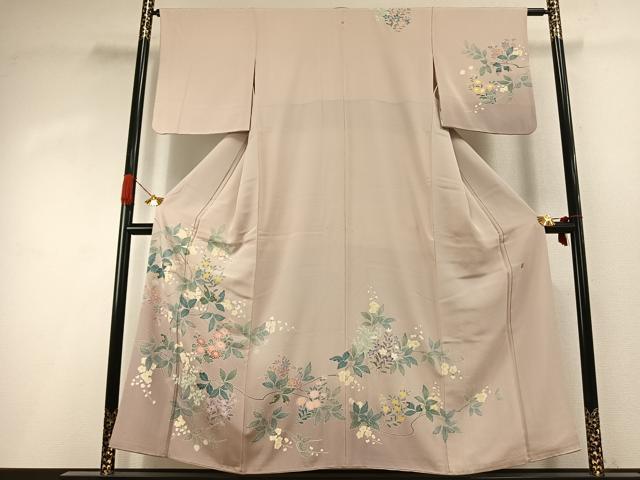 平和屋着物●訪問着　友禅　作家物　草花文　暈し染め　正絹　逸品　AABI9106fy