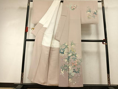 平和屋着物●訪問着　友禅　作家物　草花文　暈し染め　正絹　逸品　AABI9106fy