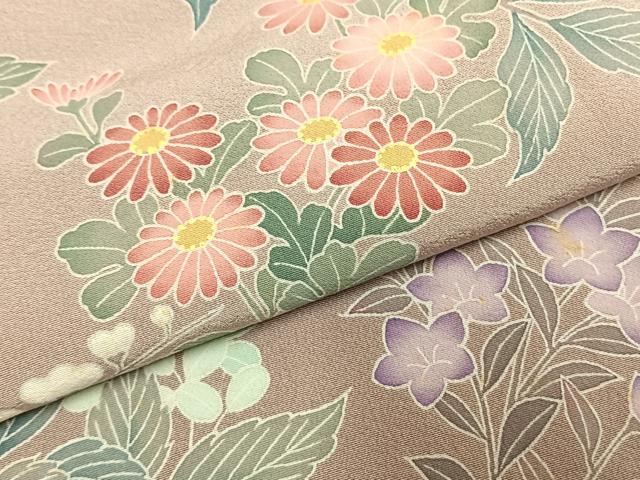 平和屋着物●訪問着　友禅　作家物　草花文　暈し染め　正絹　逸品　AABI9106fy
