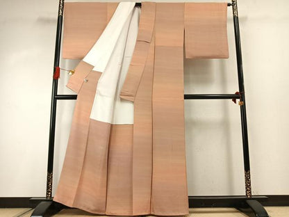 平和屋着物●上質な小紋 　横縞　暈し染め　正絹　逸品　AABI9107fy