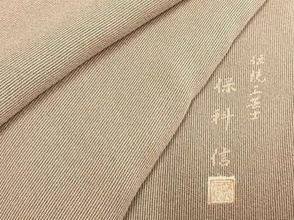 平和屋着物●伝統工芸士　保科信　江戸小紋　万筋　紫色×灰色　正絹　逸品　AABI9109fy