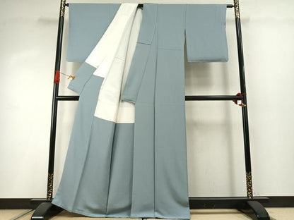 平和屋着物●上質な色無地　水色　正絹　逸品　未使用　AABI9110fy