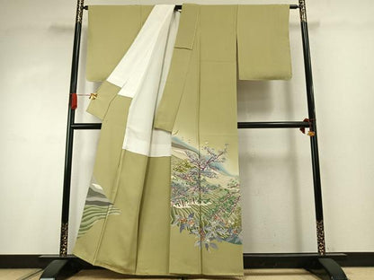 平和屋着物●本加賀友禅作家　稲手明仁　色留袖　風景花鳥文　暈し染め　正絹　逸品　AABI9112fy
