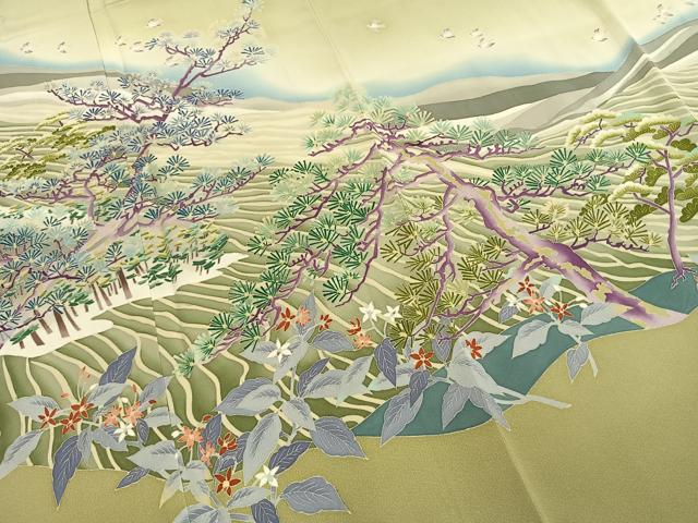 平和屋着物●本加賀友禅作家　稲手明仁　色留袖　風景花鳥文　暈し染め　正絹　逸品　AABI9112fy