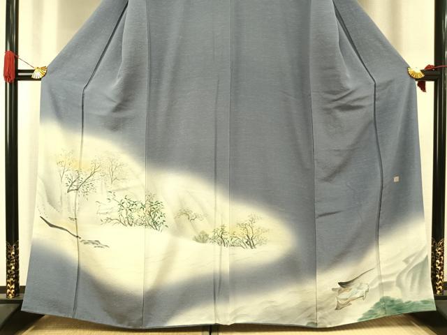 平和屋着物●訪問着　作家物　手描き　人物風景文　暈し染め　正絹　逸品　AABI9113fy