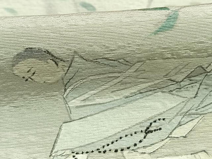 平和屋着物●訪問着　作家物　手描き　人物風景文　暈し染め　正絹　逸品　AABI9113fy