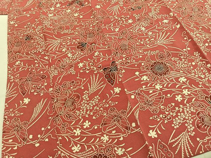 平和屋着物●上質な小紋　型染め　花蝶文　正絹　逸品　AABI9114fy
