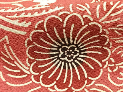 平和屋着物●上質な小紋　型染め　花蝶文　正絹　逸品　AABI9114fy