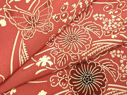 平和屋着物●上質な小紋　型染め　花蝶文　正絹　逸品　AABI9114fy