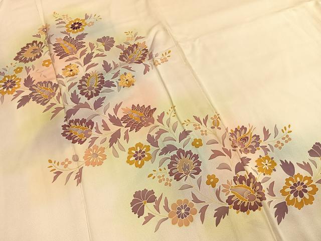 平和屋着物●訪問着　刺繍　更紗花文　暈し染め　金彩　三越扱い　正絹　逸品　AABI9116fy
