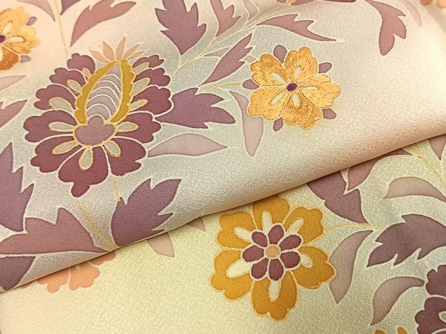 平和屋着物●訪問着　刺繍　更紗花文　暈し染め　金彩　三越扱い　正絹　逸品　AABI9116fy