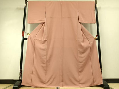 平和屋着物●加賀友禅の巨匠　初代　由水十久監修　色無地　珊瑚色　正絹　逸品　AABI9117fy