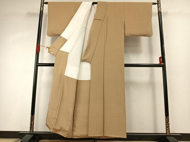 平和屋着物●上質な色無地　枯色　正絹　逸品　AABI9118fy