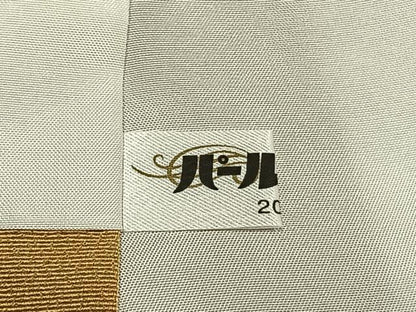 平和屋着物●本加賀友禅作家　藤村建雄監修　色無地　唐草地紋　芥子色　ロング丈　正絹　逸品　AABI9119fy