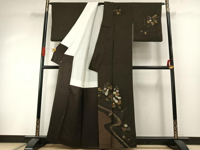 平和屋着物●訪問着　作家物　刺繍　瓢箪　金糸　金彩　さが美扱い　正絹　逸品　AABI9121fy