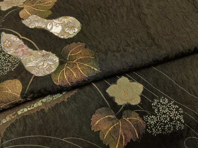 平和屋着物●訪問着　作家物　刺繍　瓢箪　金糸　金彩　さが美扱い　正絹　逸品　AABI9121fy