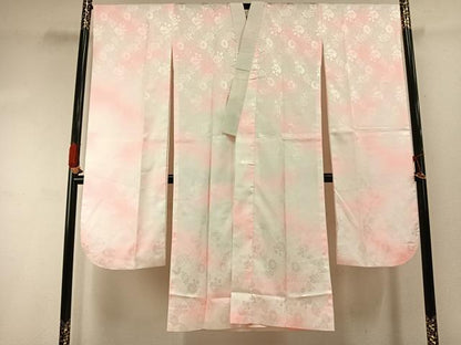 平和屋着物●振袖用長襦袢　無双仕立て　草花地紋　暈し染め　洗える着物　AABI9123fy