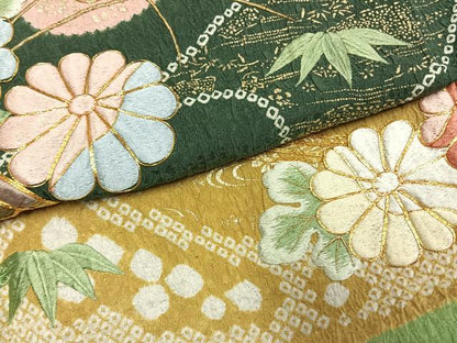 平和屋着物●豪華振袖　駒刺繍　絞り　草花文　金彩　正絹　逸品　AABI9127fy