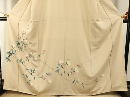 平和屋着物●訪問着　友禅　枝花文　正絹　逸品　AABI9129fy