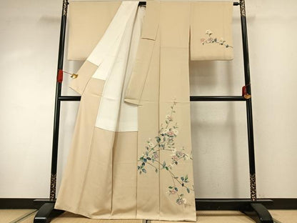 平和屋着物●訪問着　友禅　枝花文　正絹　逸品　AABI9129fy