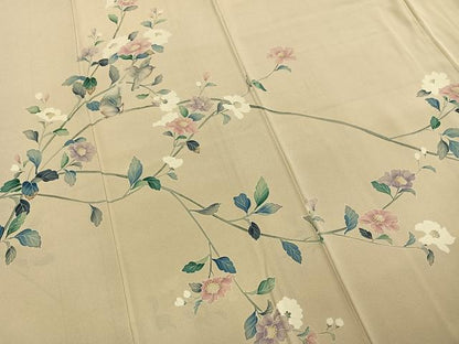 平和屋着物●訪問着　友禅　枝花文　正絹　逸品　AABI9129fy