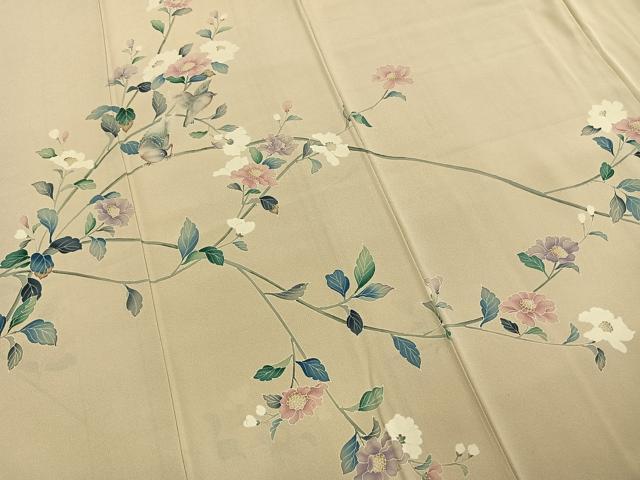 平和屋着物●訪問着　友禅　枝花文　正絹　逸品　AABI9129fy