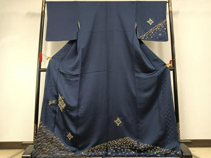 平和屋着物●訪問着　駒刺繍　天井吉祥文　金糸　金彩　ロング丈　正絹　逸品　AABI9130fy