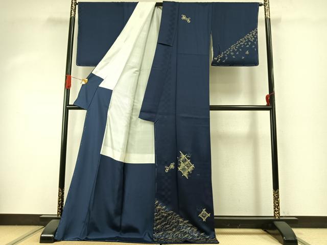 平和屋着物●訪問着　駒刺繍　天井吉祥文　金糸　金彩　ロング丈　正絹　逸品　AABI9130fy