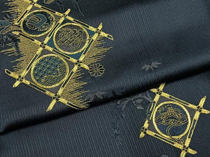 平和屋着物●訪問着　駒刺繍　天井吉祥文　金糸　金彩　ロング丈　正絹　逸品　AABI9130fy
