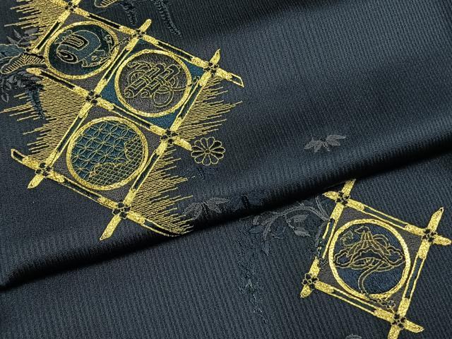 平和屋着物●訪問着　駒刺繍　天井吉祥文　金糸　金彩　ロング丈　正絹　逸品　AABI9130fy