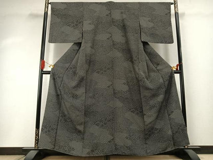 平和屋着物●江戸小紋　切嵌花文　黒地　正絹　逸品　未使用　AABI9133fy