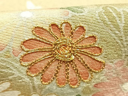 平和屋着物●訪問着　駒刺繍　草花文　金彩　正絹　逸品　AABI9139fy