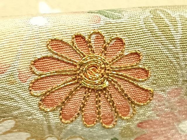 平和屋着物●訪問着　駒刺繍　草花文　金彩　正絹　逸品　AABI9139fy