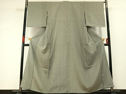平和屋着物●お召　変わり縞　正絹　逸品　AABI9140fy