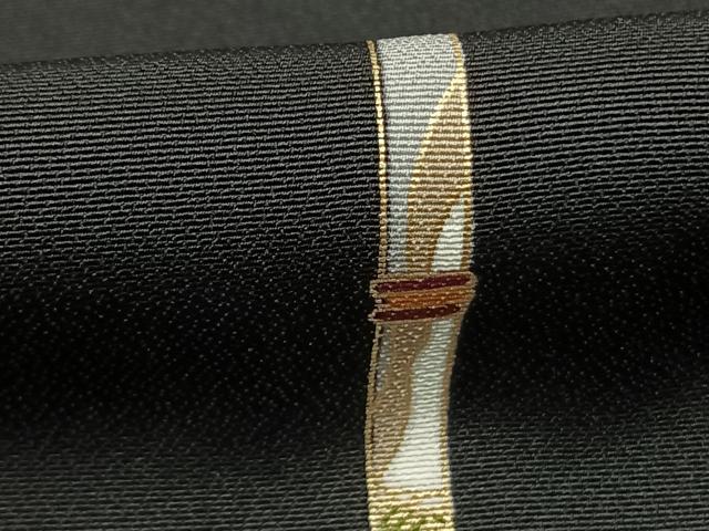 平和屋着物●上質な小紋　縦笛　黒地　金彩　正絹　逸品　未使用　AABI9142fy
