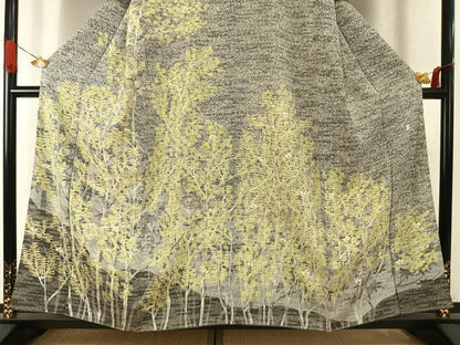 平和屋着物●訪問着　作家物　手描き　枝花文　正絹　逸品　AABI9143fy