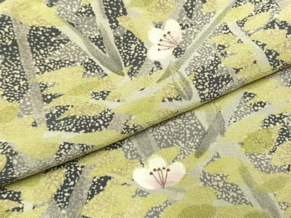 平和屋着物●訪問着　作家物　手描き　枝花文　正絹　逸品　AABI9143fy