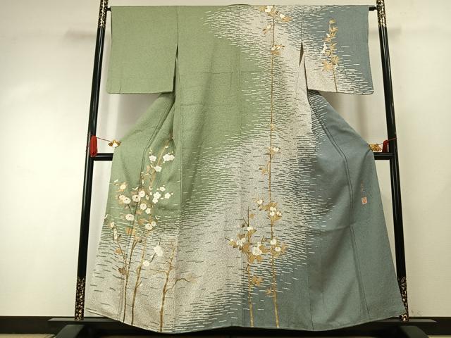 平和屋着物●訪問着　作家物　枝花文　金彩　正絹　逸品　AABI9145fy