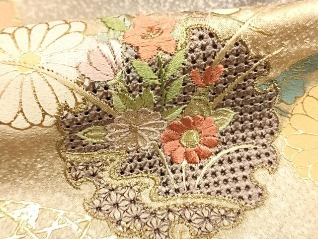 平和屋着物○訪問着 中国三大刺繍 汕頭刺繍 スワトウ刺繍 雪輪花