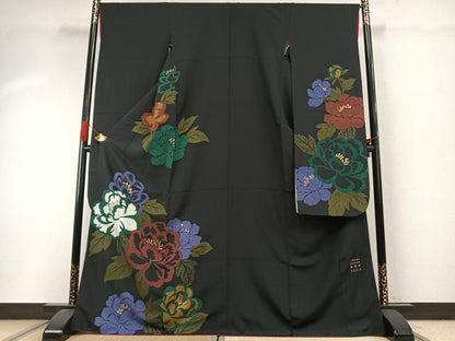 平和屋着物●KIMONO DESIGN 藤紫朗 tojiro 　振袖　草花文　金彩　正絹　逸品　AABI9148fy