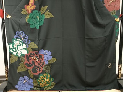 平和屋着物●KIMONO DESIGN 藤紫朗 tojiro 　振袖　草花文　金彩　正絹　逸品　AABI9148fy