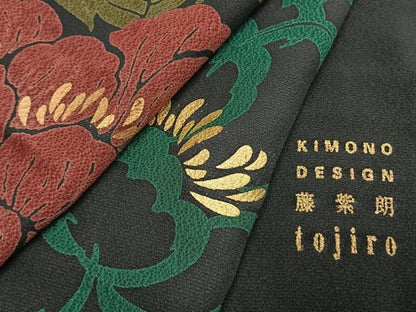 平和屋着物●KIMONO DESIGN 藤紫朗 tojiro 　振袖　草花文　金彩　正絹　逸品　AABI9148fy