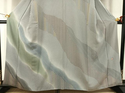 平和屋着物●京友禅作家　岡部睦美　訪問着　道長草花文　暈し染め　正絹　逸品　AABI9149fy