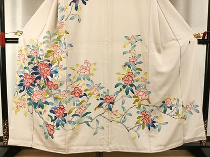 平和屋着物●訪問着　友禅　作家物　枝花文　正絹　逸品　未使用　AABI9150fy