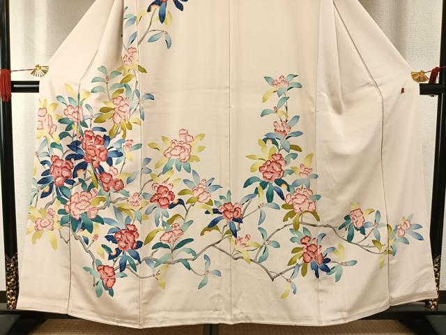 平和屋着物●訪問着　友禅　作家物　枝花文　正絹　逸品　未使用　AABI9150fy