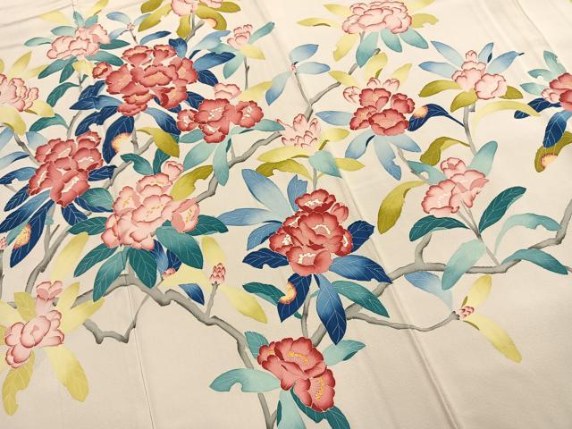 平和屋着物●訪問着　友禅　作家物　枝花文　正絹　逸品　未使用　AABI9150fy