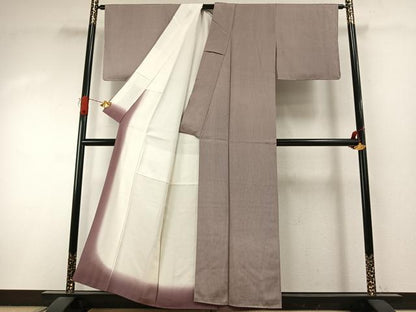平和屋着物●江戸小紋　万筋　紫色×白色　正絹　逸品　未使用　AABI9151fy